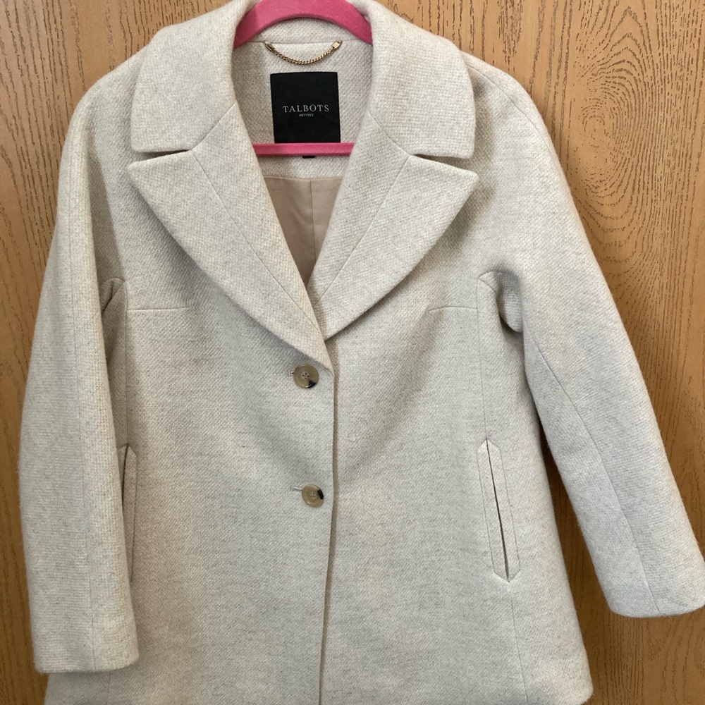 Talbots Women's Cream Single-Breasted Pea Coat